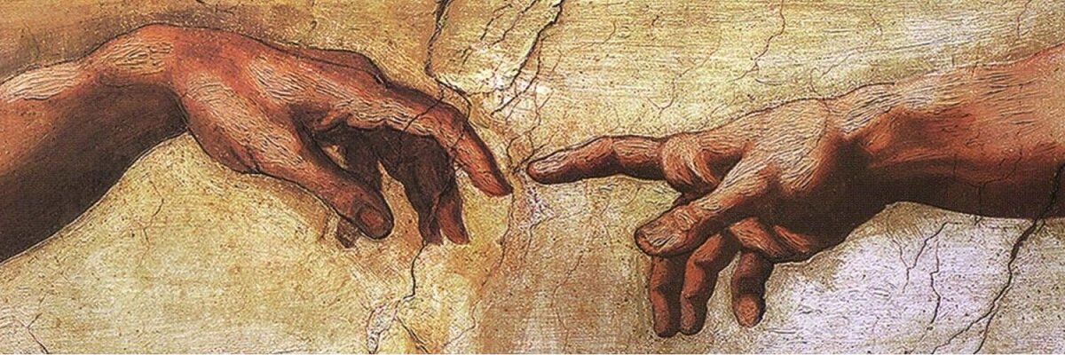 фрагмент фрески Микеланджело Буонарроти "Сотворение Адама", 1511г