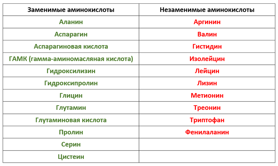 Аминокислоты сокращенные названия таблица Незаменимые кислоты подавляют аппетит и стимулируют желание двигаться КОД ЖИЗНИ 