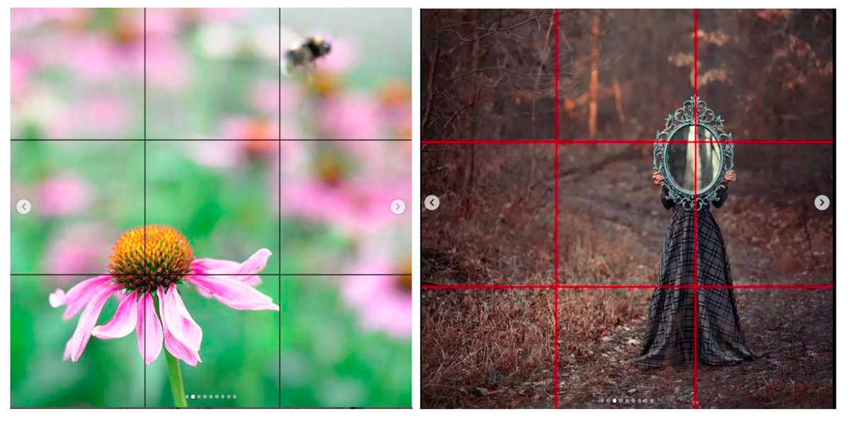 Пример расположения объектов по правилу третей