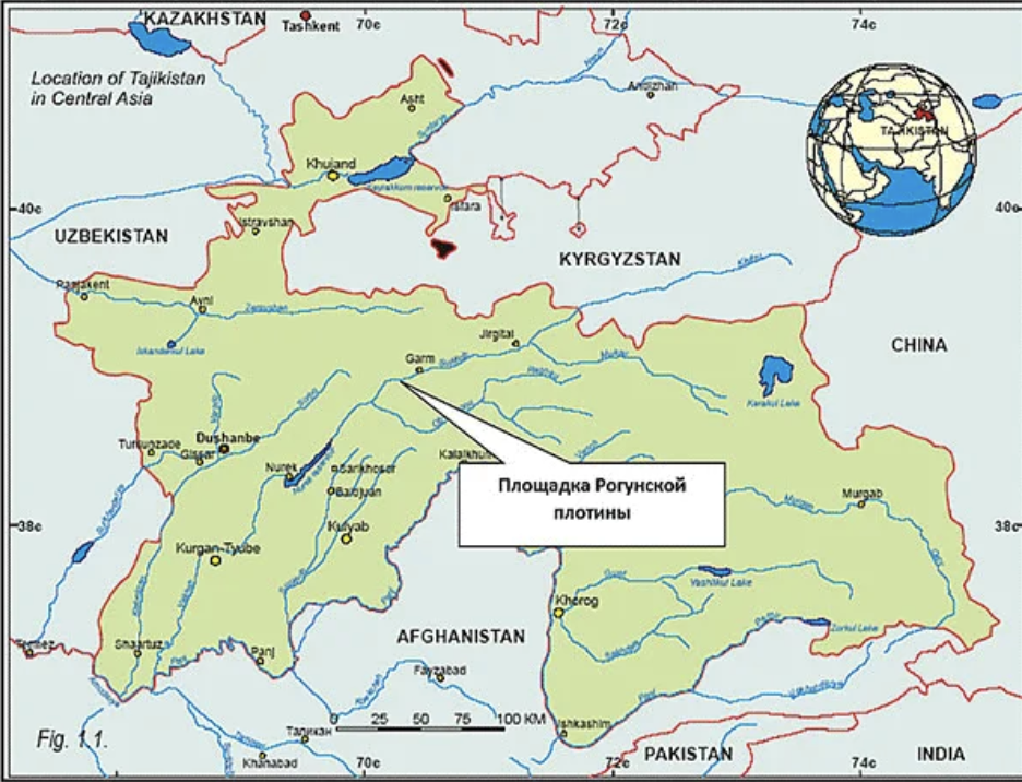 Карта рогун таджикистан