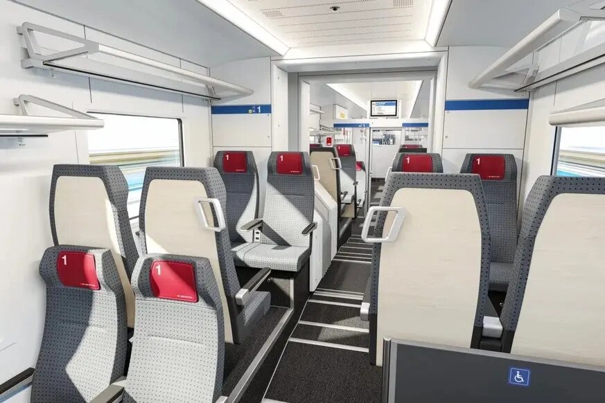 Рендер салона будущих поездов Stadler FLIRT для SBB, Thurbo и RegionAlps. Источник: Stadler