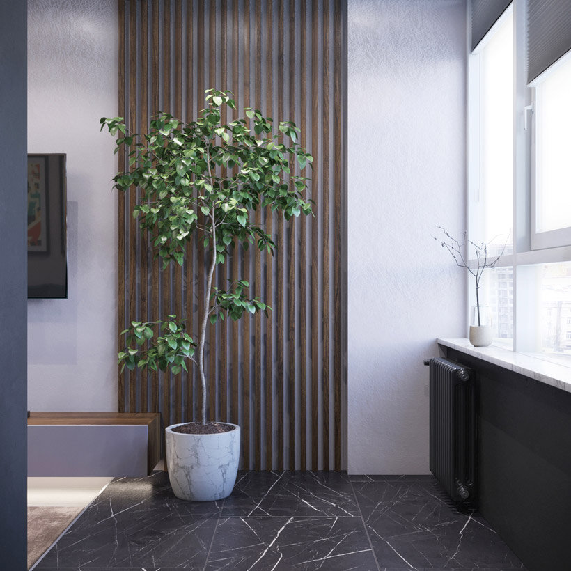 деревянные рейки в интерьере