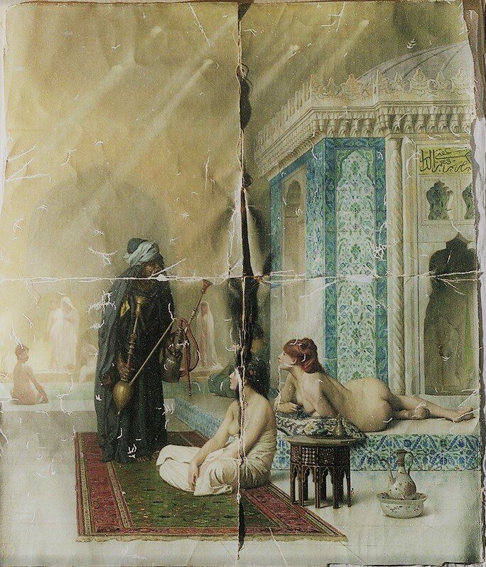 Картина "Бассейн в гареме" после похищения и до реставрации