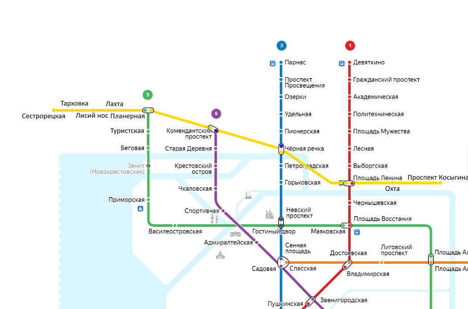 Карта санкт петербурга 2024 со станциями метро