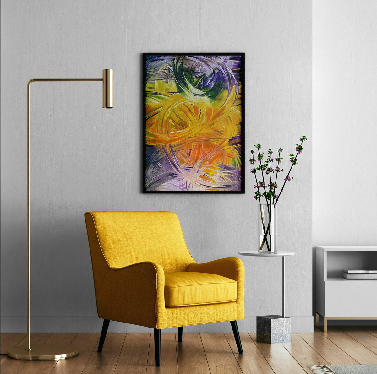 Плинтус в цвет дизайна стены.
Яркие акценты дополняют нейтральные оттенки в дизайне 