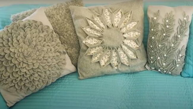 Интерьерные декоративные подушки думки для дивана своими руками