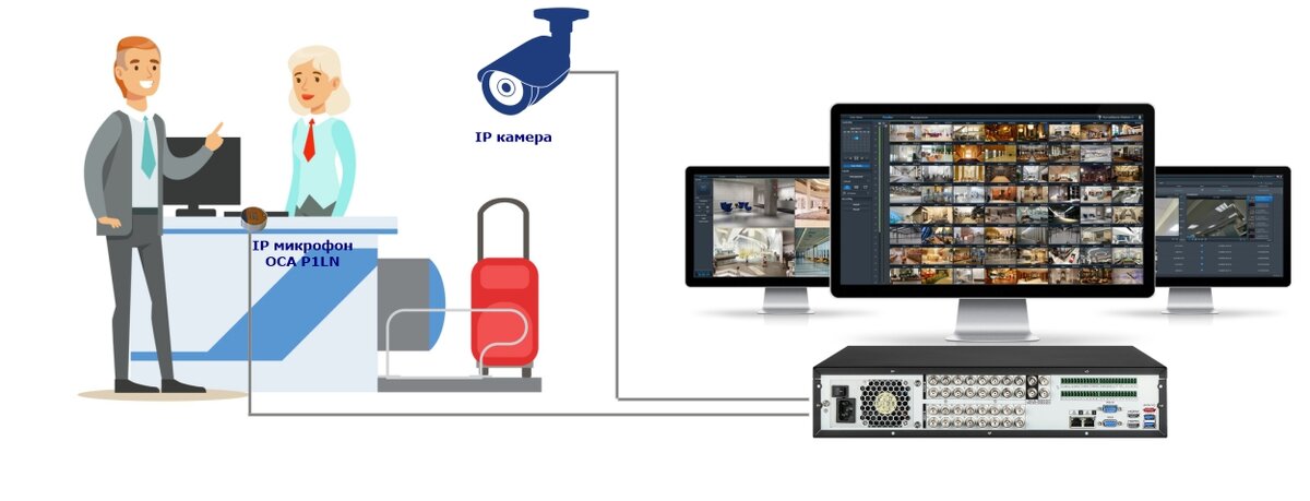 Использование IP микрофона в системе IP видеонаблюдения на стойке регистрации пассажиров в аэропорту
