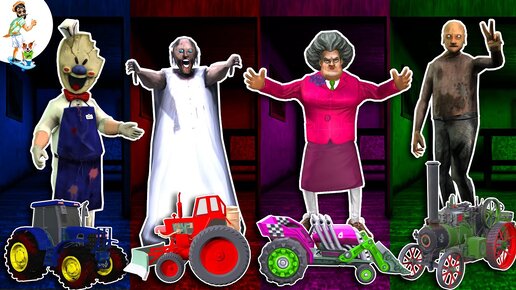 Traсtor Granny vs Tractor Scary Teacher vs Tractor Ice Scream ★ funny horror animations granny