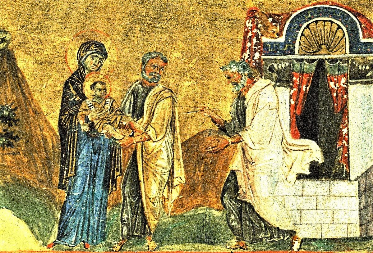 Обрезание Иисуса, византийская миниатюра 10 века.