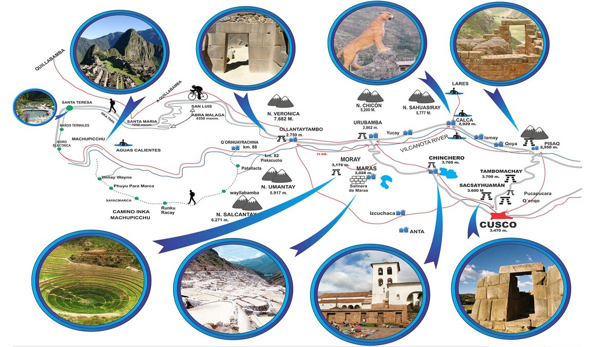 Карта Священной долины инков