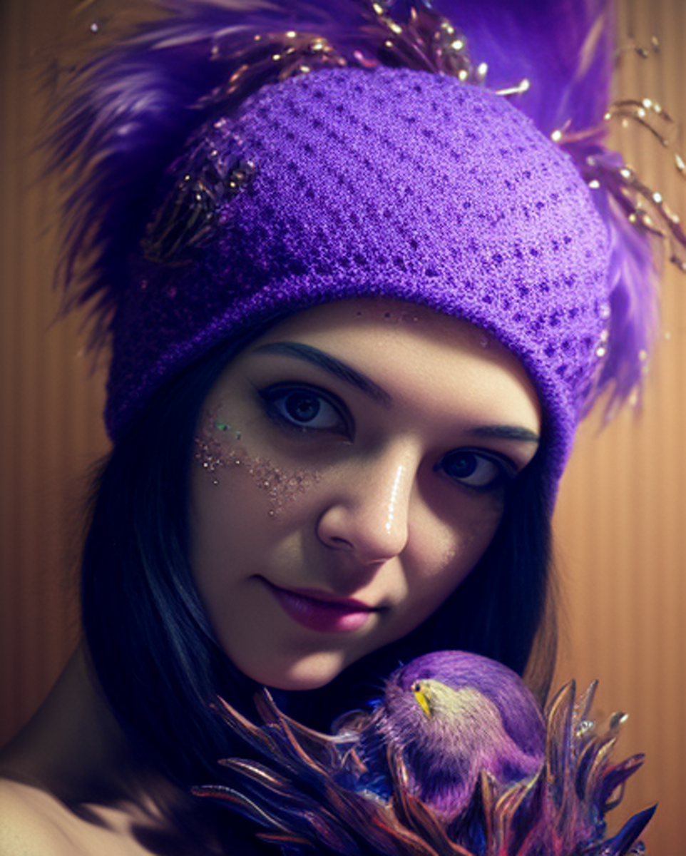 Вязаная двойная шапка, узором которой стал "плотный ажур". Акцент: очень пушистый помпон с длинным мехом, и пряжа контрастного более тёмного оттенка с добавлением люрекса. Также акцентом является вышивка той же контрастной пряжей с люрексом сбоку шапки. Очень эффектно! 