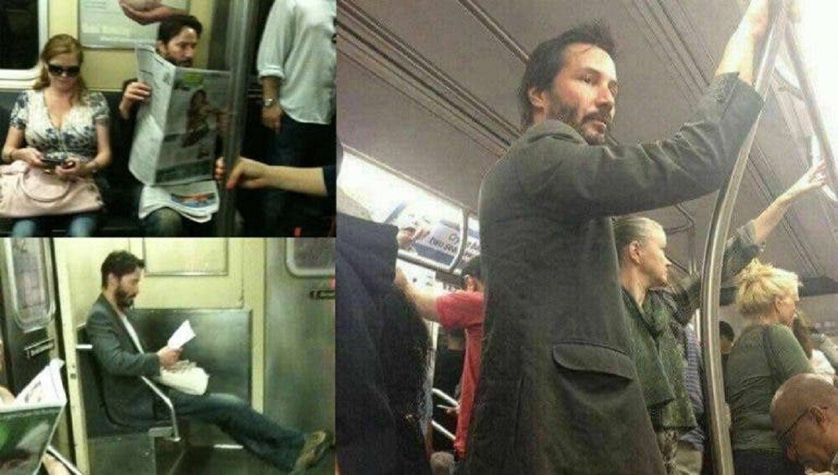 Киану Ривз в метро