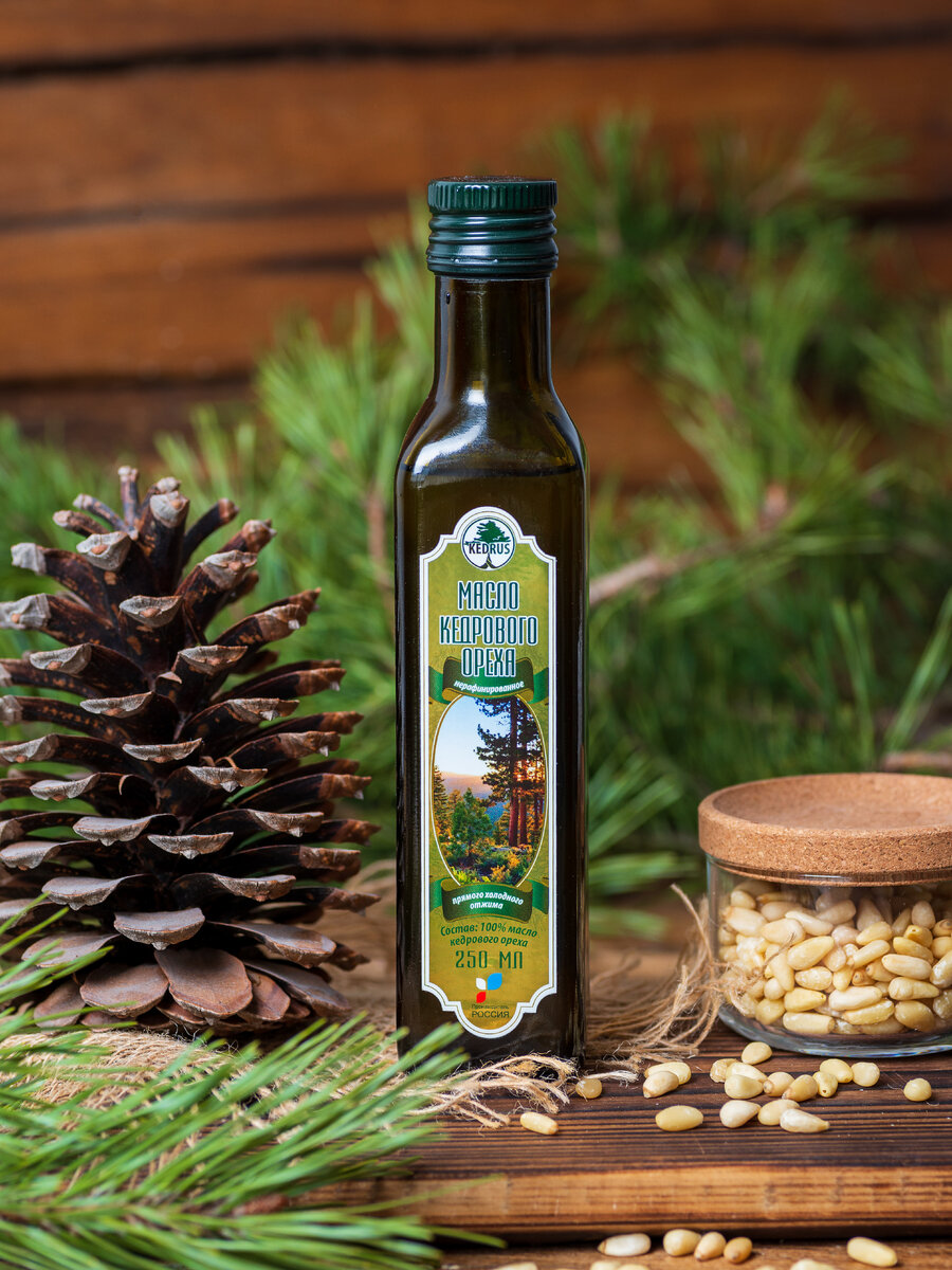 Масло сосны корейской (из ореха кедрового дальневосточного) Kedrus, бутылочка 250мл