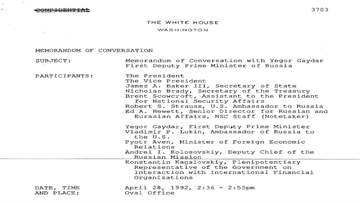 Начало стенограммы Белого дома с перечислением всех участников разговора и указанием даты.