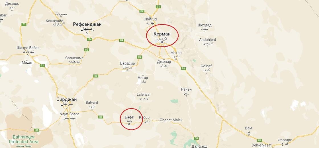    Провинция Керман, город Бафт:Google Maps