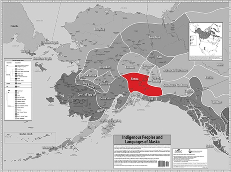 Map of indigenous america. Yupik language. Tlingit language. Eyak language. Native language 1926.