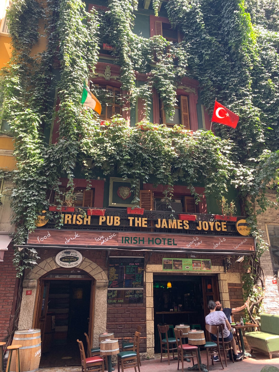 Здание ирландского паба и отеля. Дом полностью снизу доверху в зарослях! Смотрится очень атмосферно и необычно!