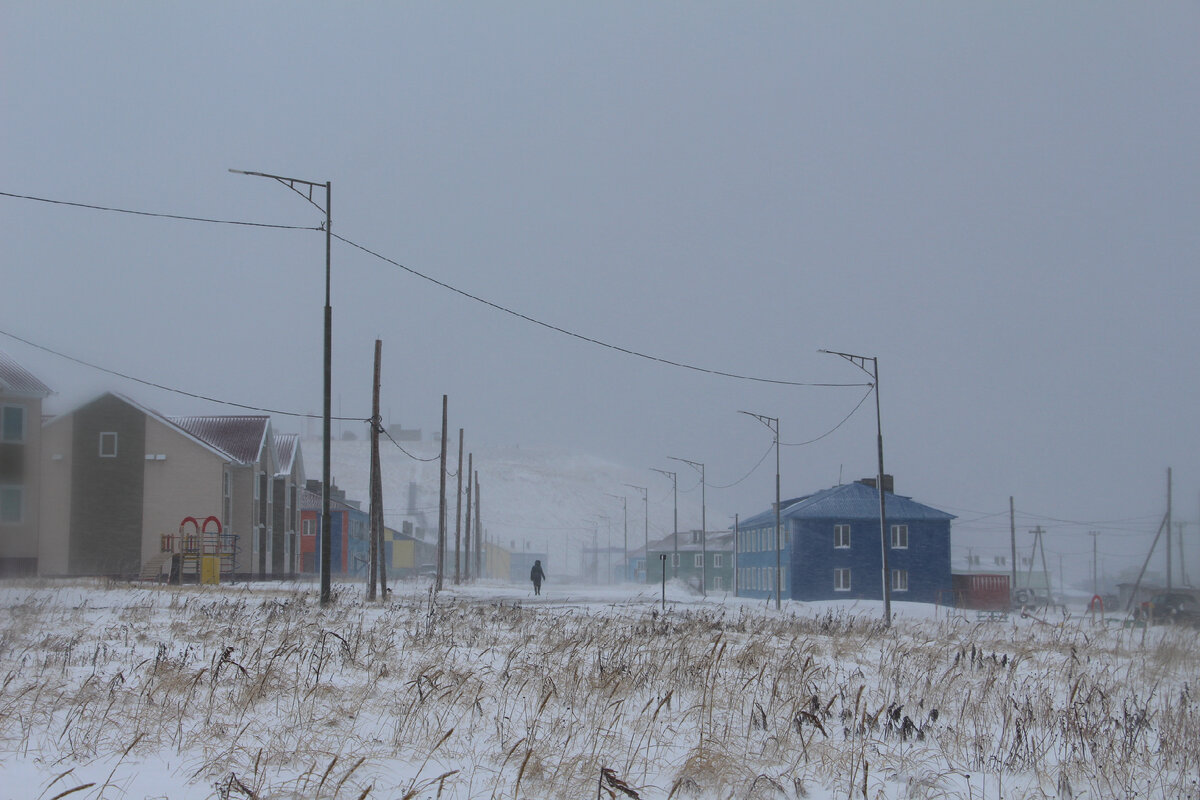 Село Никольское на острове Беринга. Пурга здесь начинается в ноябре и заканчивается в мае