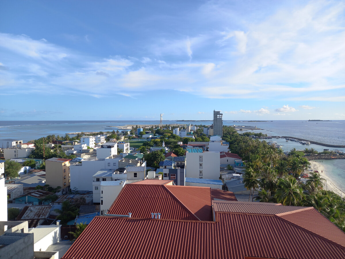 Остров Маафуши с высоты птичьего полета. Мальдивы.