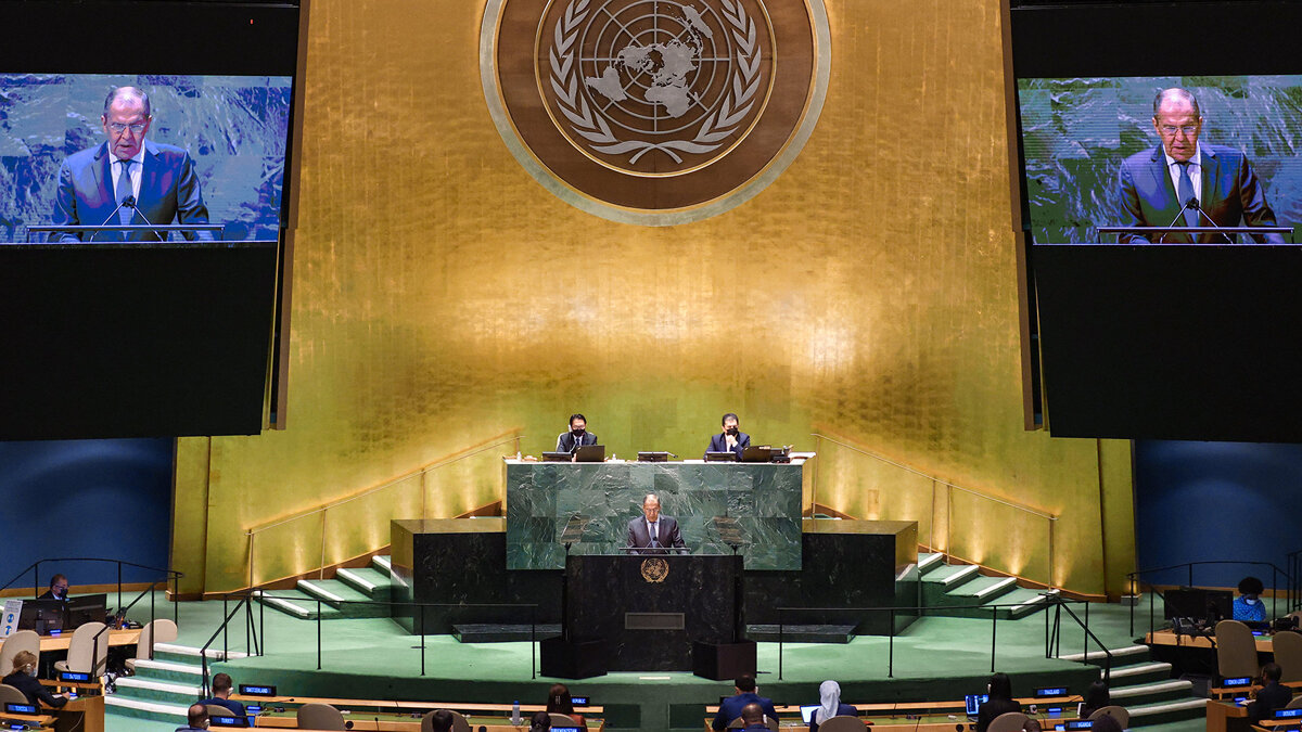    Выступление С. Лаврова на общеполитической дискуссии 76-й сессии ГА ООН© Пресс-служба МИД РФ