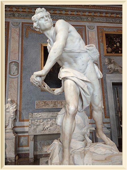Джованни Лоренцо Бернини. Давид. 1623—1624. Мрамор. Галерея Боргезе, Рим, Италия