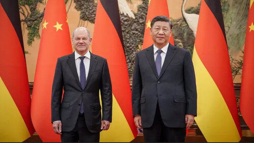 O. Scholz en Xi Jinping. Foto van oop bronne.