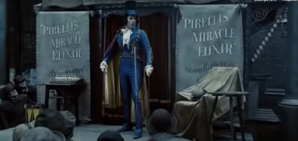 Кадр из фильма "Суини, демон-парикмахер с Флит-стрит", в роли Пирелли Саша Барон Коэн, скриншот