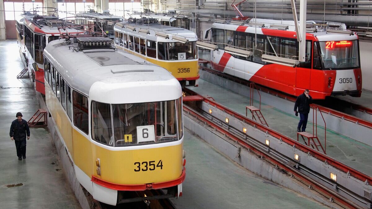    Ремонтная зона Краснопресненского трамвайного депо© РИА Новости / Руслан Кривобок