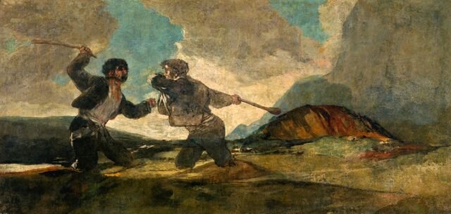    Франсиско Гойя. Поединок на дубинах. 1823
