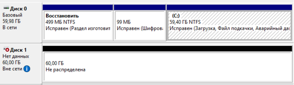 Первым идет раздел Windows RE, размером в 499 МБ, а за ним раздел EFI, который ошибочно именуется шифрованным. Но как мы говорили выше, данная оснастка не дает полного представления о структуре разметки, поэтому запустим утилиту командной строки diskpart и получим список разделов: