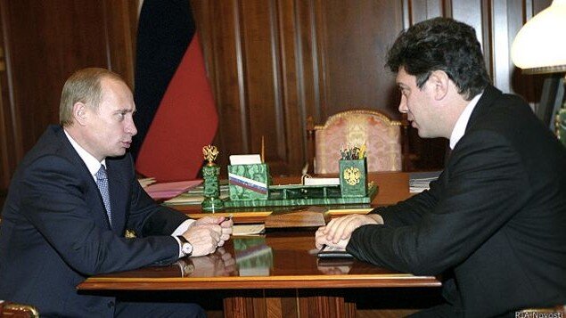 Владимир Путин и Борис Немцов на совещании