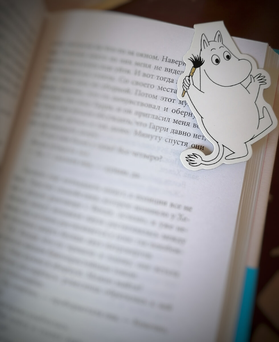 Одна из моих самых любимых- магнитная закладка Муми-троль. 