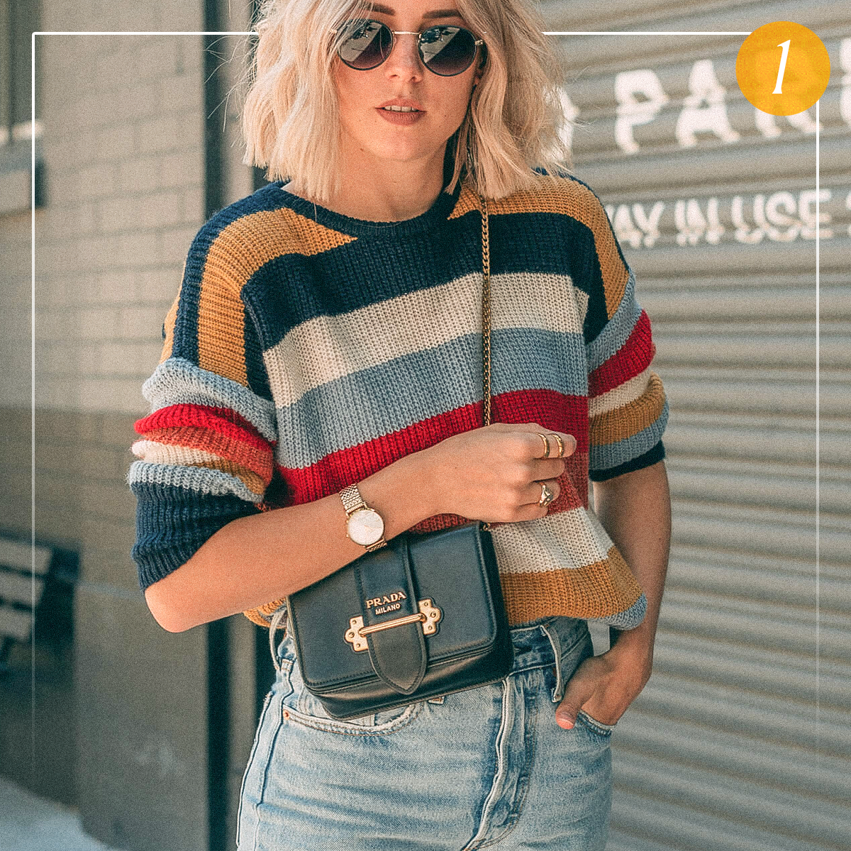 Полосатый джемпер, связанный резинкой