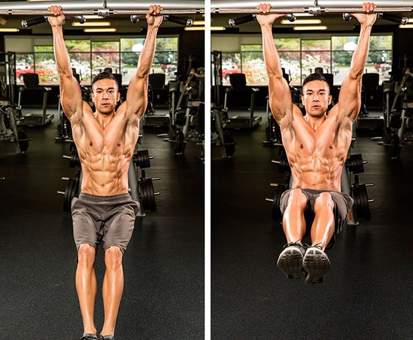 Подъем коленей на турнике