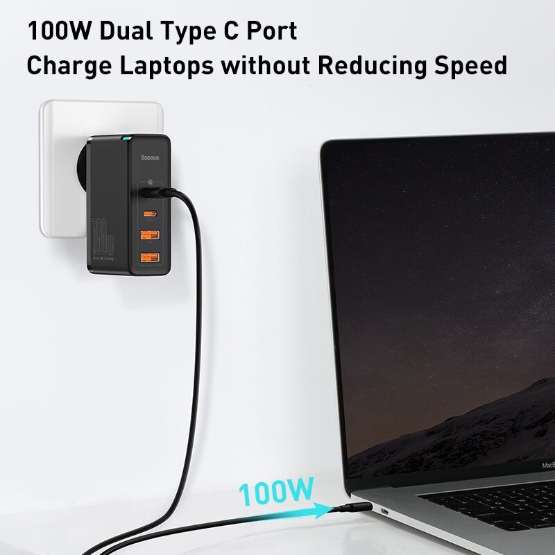 Зарядное устройство Baseus GaN, 100 Вт, USB Тип C, PD, быстрая зарядка, 4,0, 3,0, зарядное устройство USB для телефона, для MacBook, ноутбука, смартфона