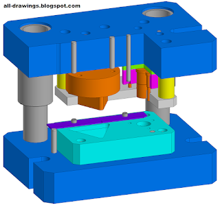 3D модель штампа пробивки-вырубки треугольника