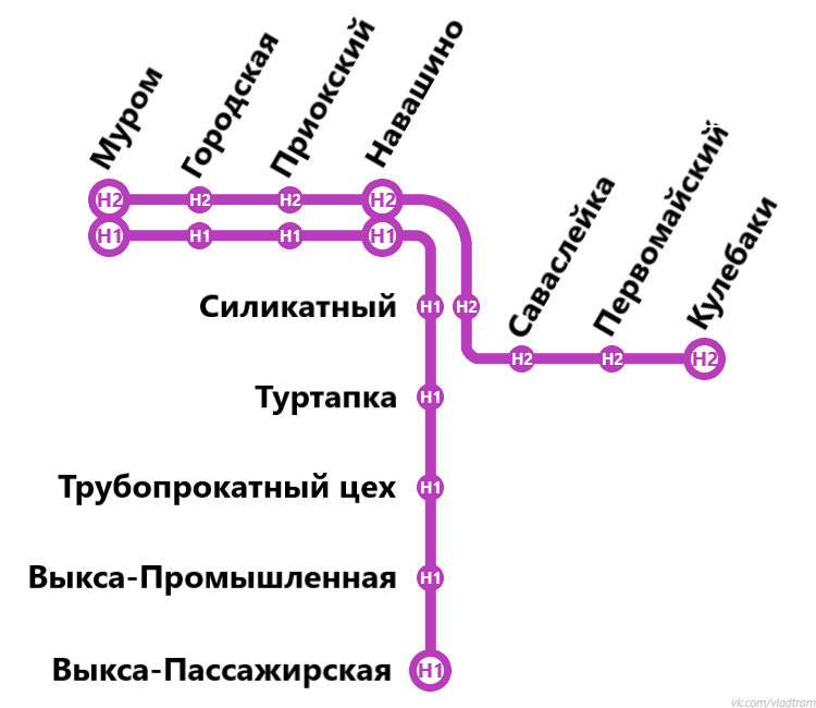 Маршруты лишены уникальной буквенной нумерации, т.к. находятся большей частью на территории Нижегородской области. Поэтому нумеруются просто как Н1 и Н2.