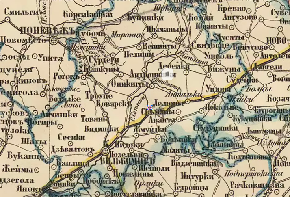 Вилкомирский уезд. Карта 1862 года.