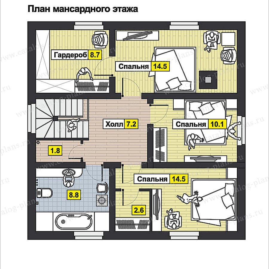 70-53 - Проект дачного дома из деревянного каркаса. Квадратное пятно  застройки, мансардный этаж. Общая площадь 133м². | Проекты Коттеджей | Дзен