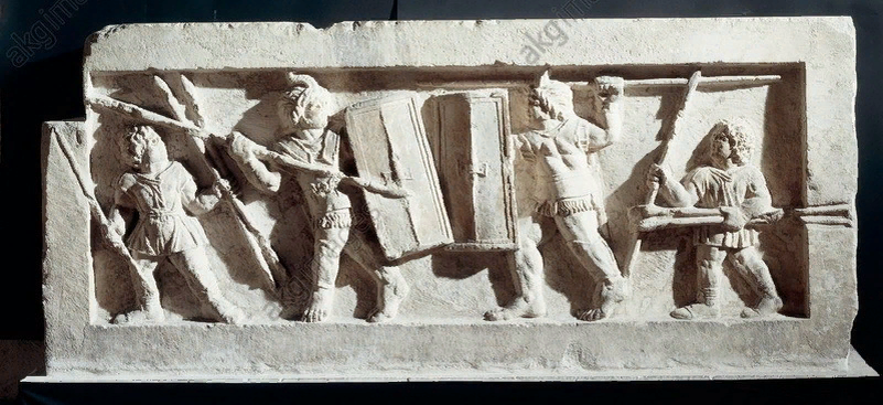Батальная сцена на саркофаге из центральной Италии, II–I века до н.э.