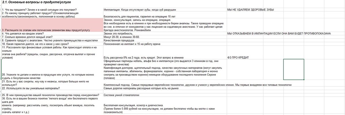 Скриншот фрагмента брифа