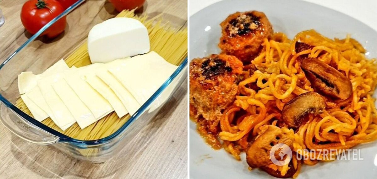 Спагетти, запеченные в духовке