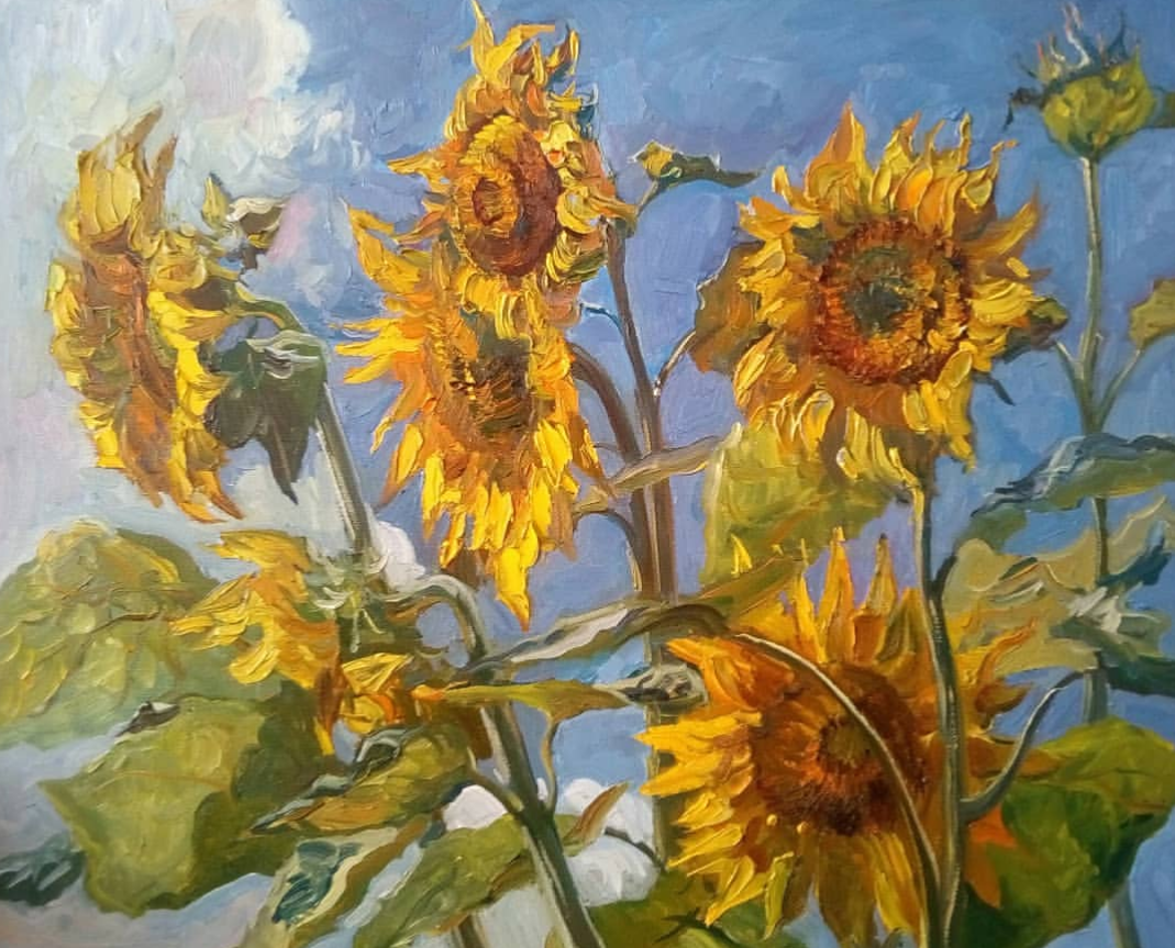 Фотография картины О. Мельниковой "Подсолнухи" (из открытых источников)