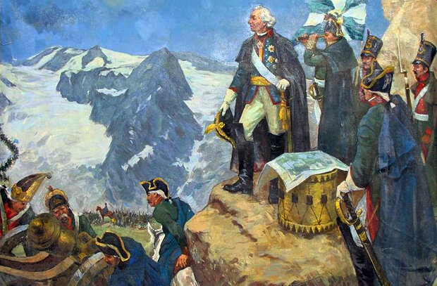 Картина «Переход Суворова через Альпы», автор неизвестен       
