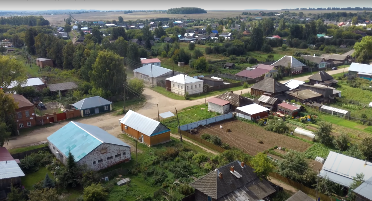 Вид на центр села Р.Турек с высоты. Кировская область.