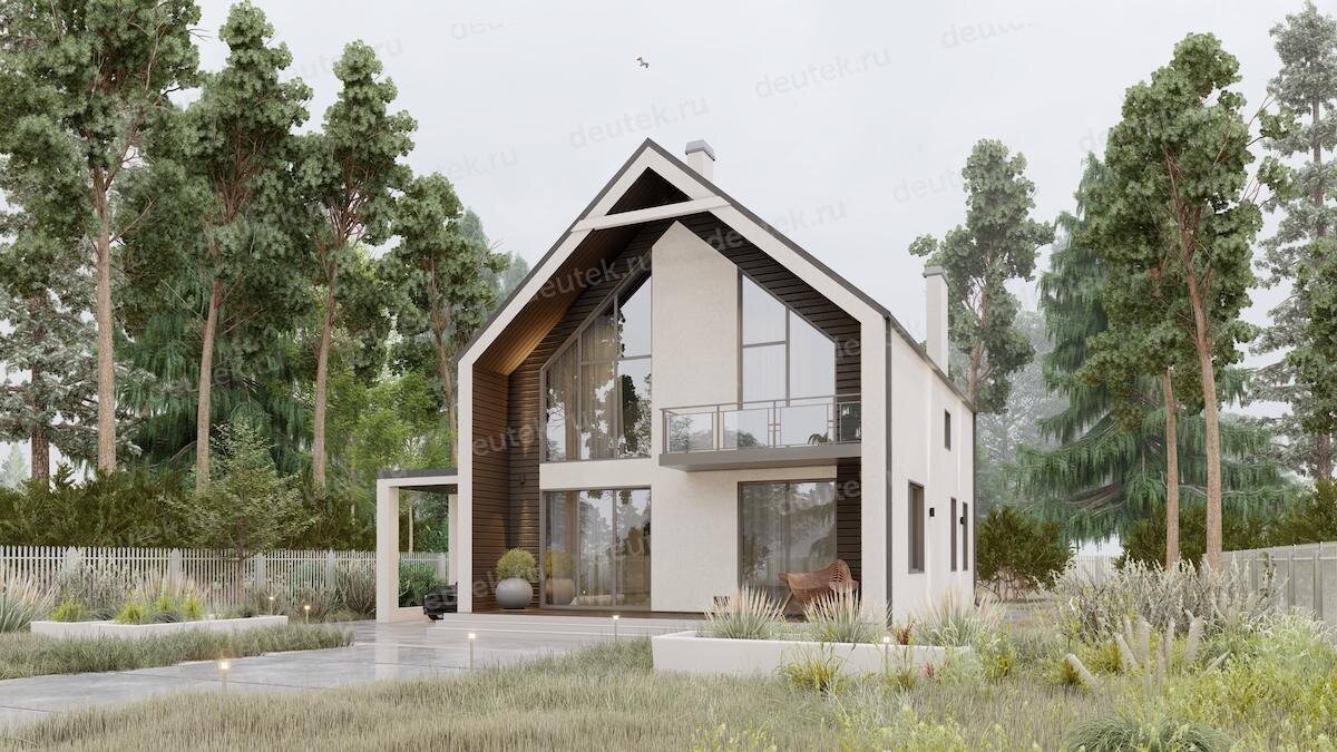 Проект индивидуального двухэтажного дома 214 м2 в стиле Барнхаус DTE129