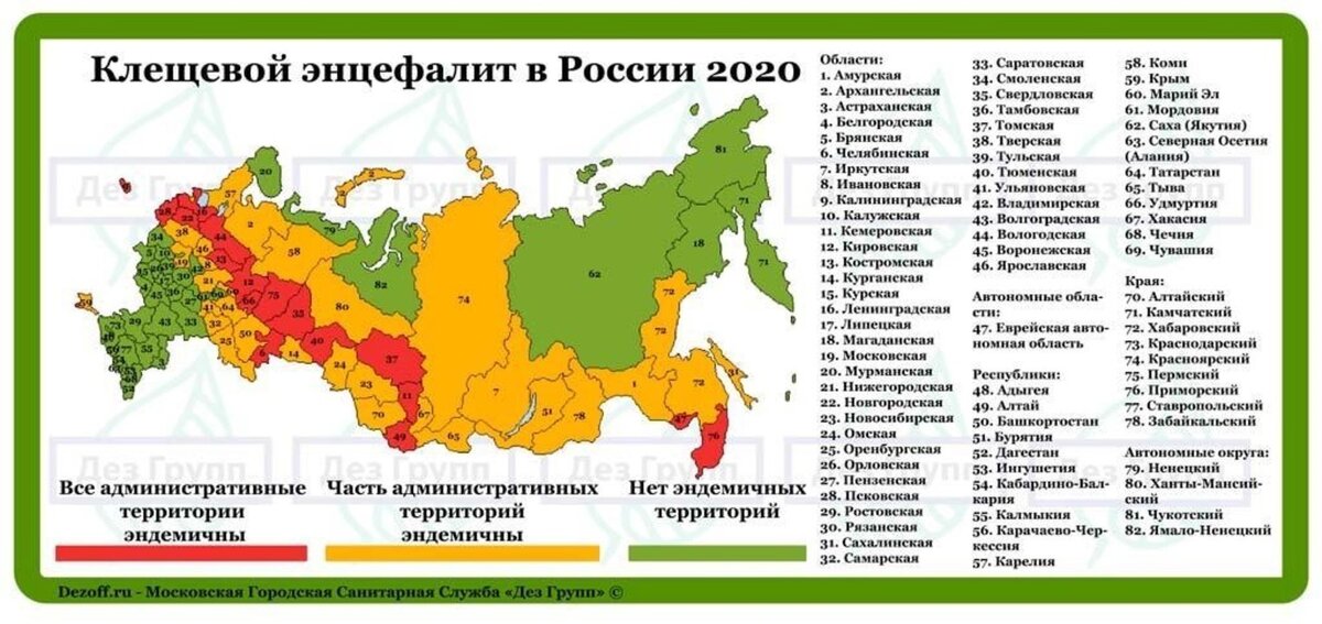 Эндемичные регионы по клещевому энцефалиту