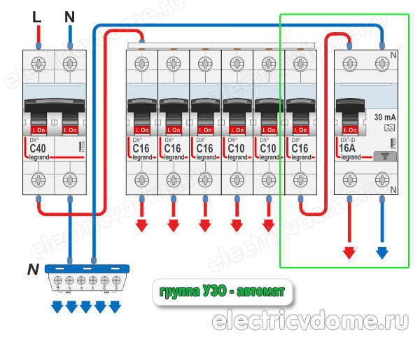 Как выбрать УЗО на группу автоматов: расчет, схема подключения