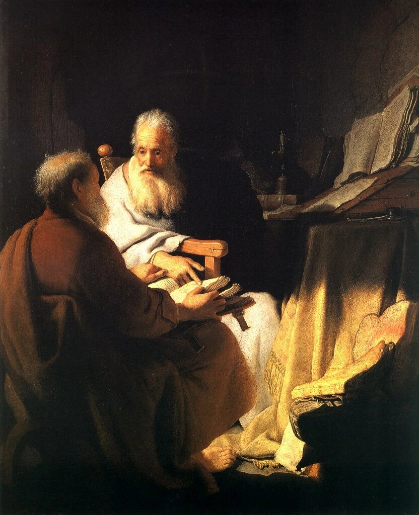 Рембрандт. Беседа апостолов Петра и Павла, 1628