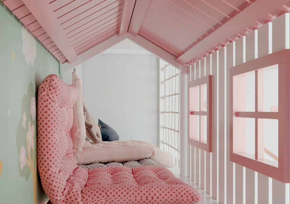 Деревянный игровой домик для детской комнаты фото 2